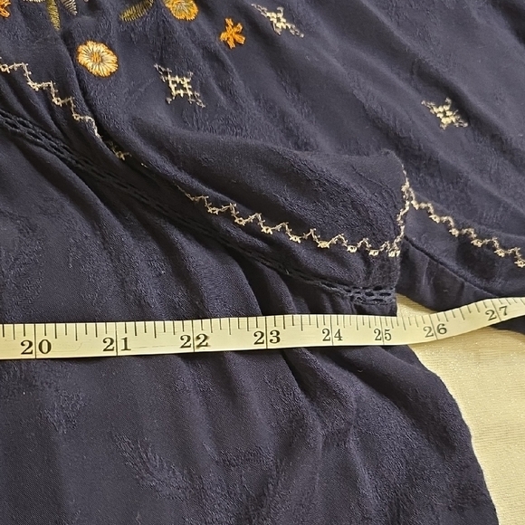 Knox Rose Floral Embroidered Blouse in Deep Blue - Picture 12 of 16